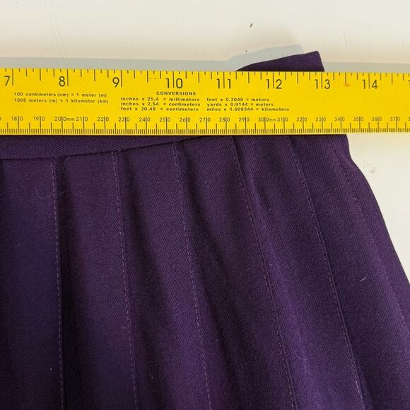 Vintage Talbots Purple Worsted Wool Pleated Midi Skirt 10P (26" Waist) - Picture 6 of 8